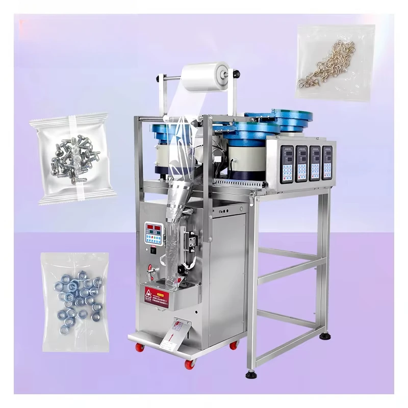 Fully Automatic Bolt Nuts Nails Fasteners Screw Counting Packaging Machine with Vibrating Plate Plastic Bag Packaging Machine