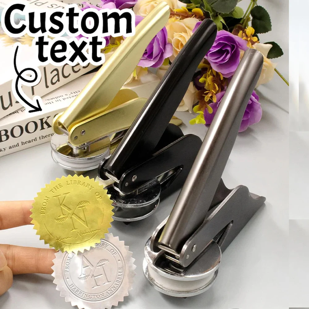 Custom Wedding Book Embosser Stamp with Name Text, Custom LOGO Personalised From The Library Of Embosser for Readers&Collectors
