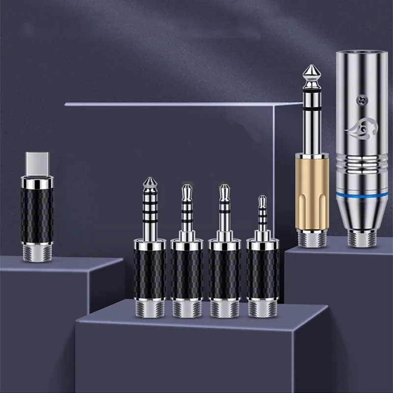 Connector XLR Type C 2.5 3.5 4.4mm 6.35mm 8 In 1 Multi-Function Plug Rhodium Plating HiFi Headphone Cable Self-Locking Adapter