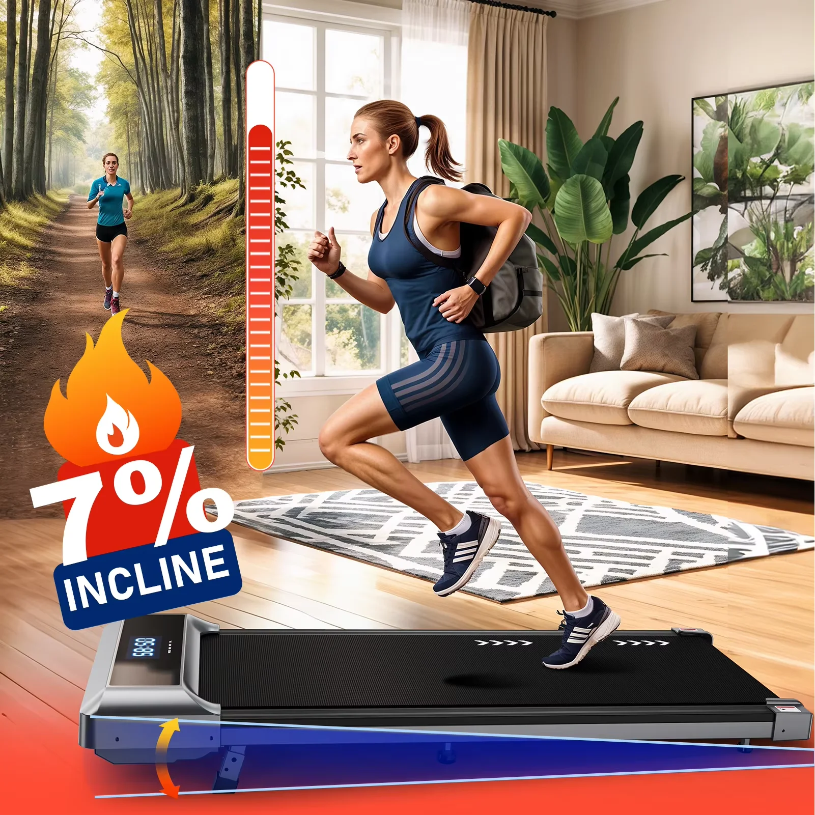 

Стол для беговой дорожки «два в одном» со светодиодным дисплеем, пультом дистанционного управления, ходовым ковриком, двигателем 2,25 л.с., скоростью 1–6 км/ч.