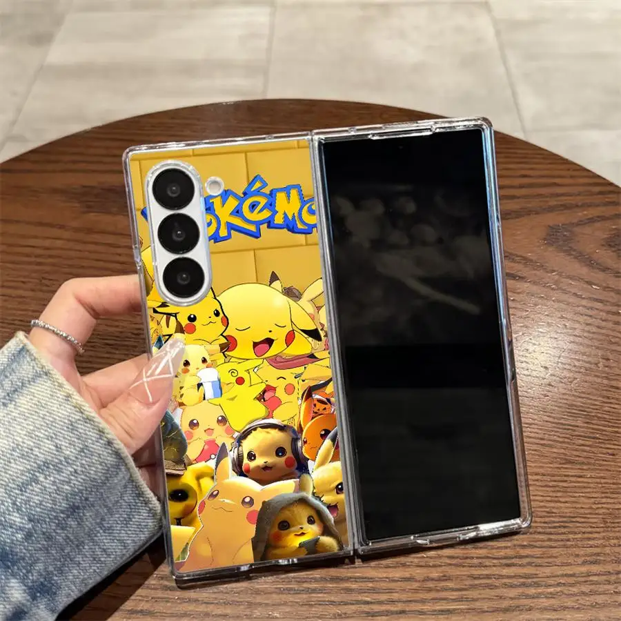 Cartoon P-Pokemon Case for Samsung Galaxy Z Fold 7 6 5 4 3 ZFold6 ZFold7 ZFold3 ZFold5 ZFold4 Hard Phone Cover