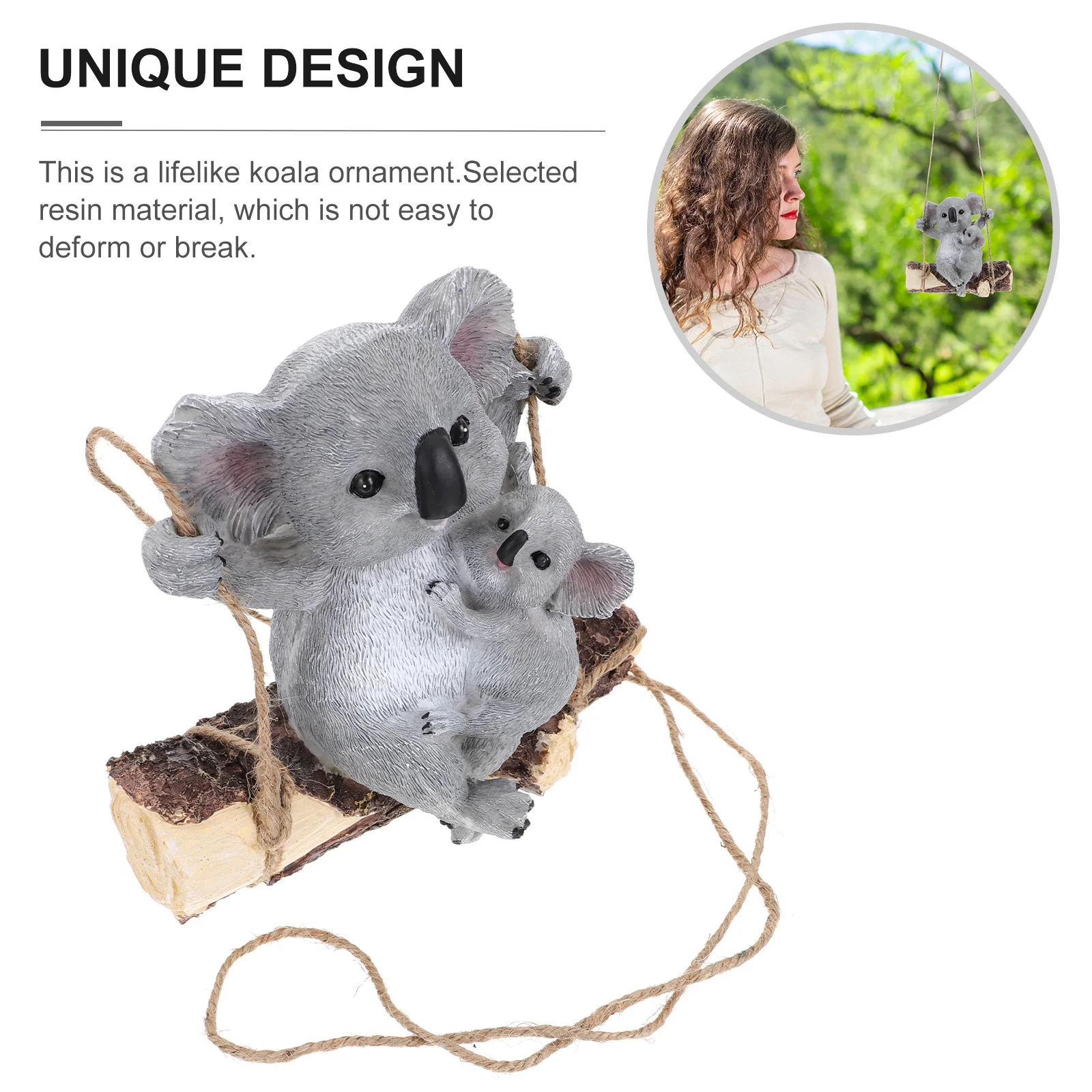

1Pcs Lifelike Koala Adornment Resin Craft Outdoor Garden Yard Decor Grey Koala Shaped Decor Garden Adornment Outdoor Ornament