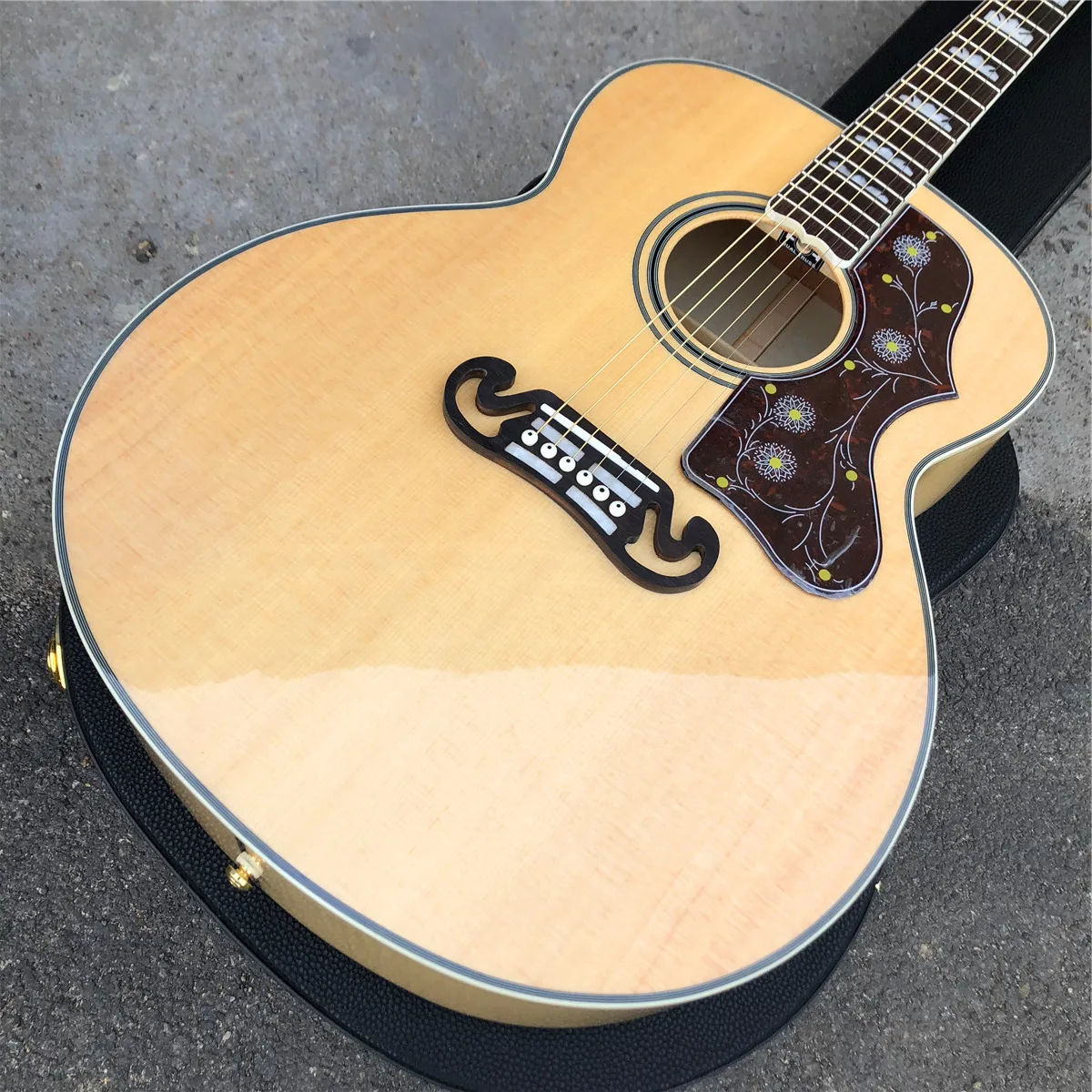 43 Inches Solid Spruce Top  J200 Acoustic Guitar Flame Maple Body Electric Guitarra