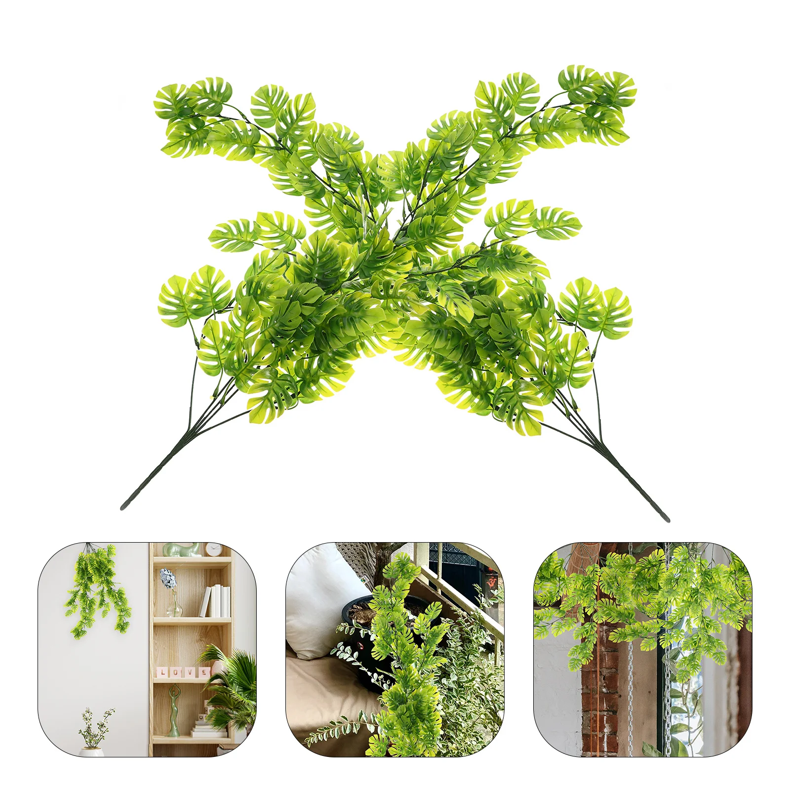 

2Pcs Fake Hanging Plants Artificial Monstera Rattan Adorn for Scene Layout Wall Hanging Decor Faux Plant Wall Vine Realistic