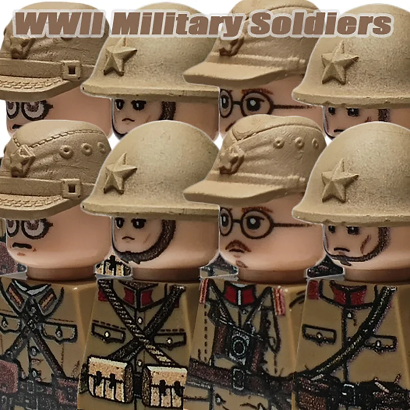 Figurines de soldats de la Seconde Guerre mondiale, blocs de construction, armée, infanterie, reportage sur le champ de bataille, briques, jouets