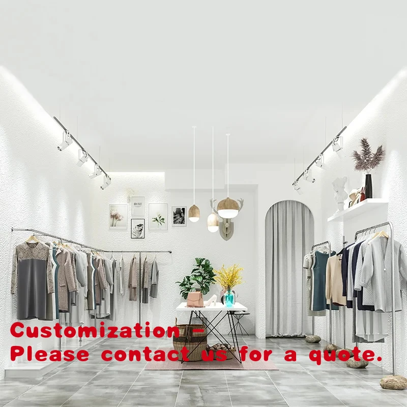 custom.DyClothing store metal display rack with rails women's clothing display gold rail clothing rack