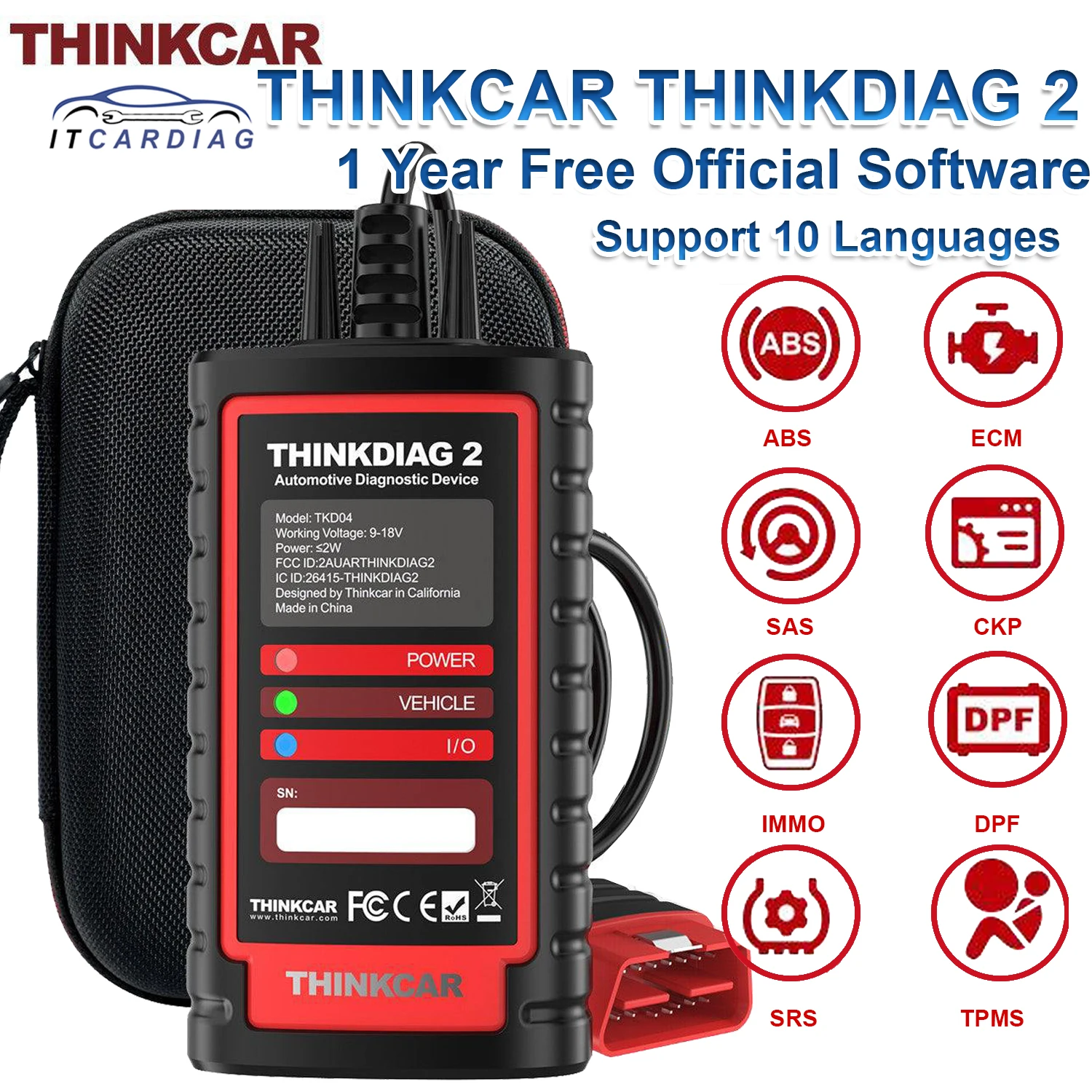 ThinkDiag2 Bluetooth Connector Support CANFD DOIP Protocol Full System Car Diagnostic Tool Pk /DBSCAR VII/Golo/Thinkdiag