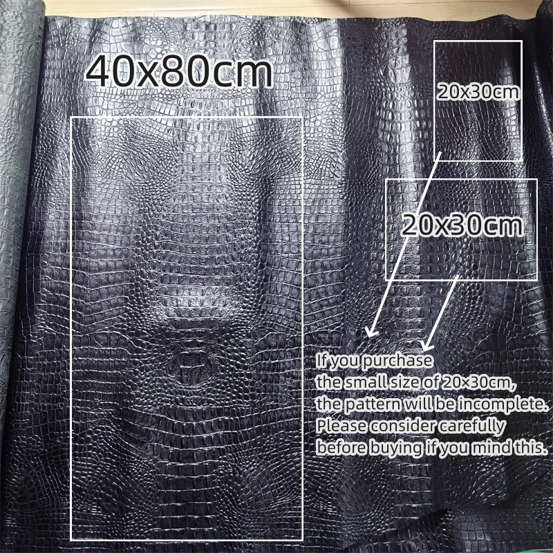 Thickness About 1.0mm Black Alligator Cowhide. First Layer Leather. Real Leather Fabric. Handmade DIY Shoe Bag. Full-Sheet Cutti