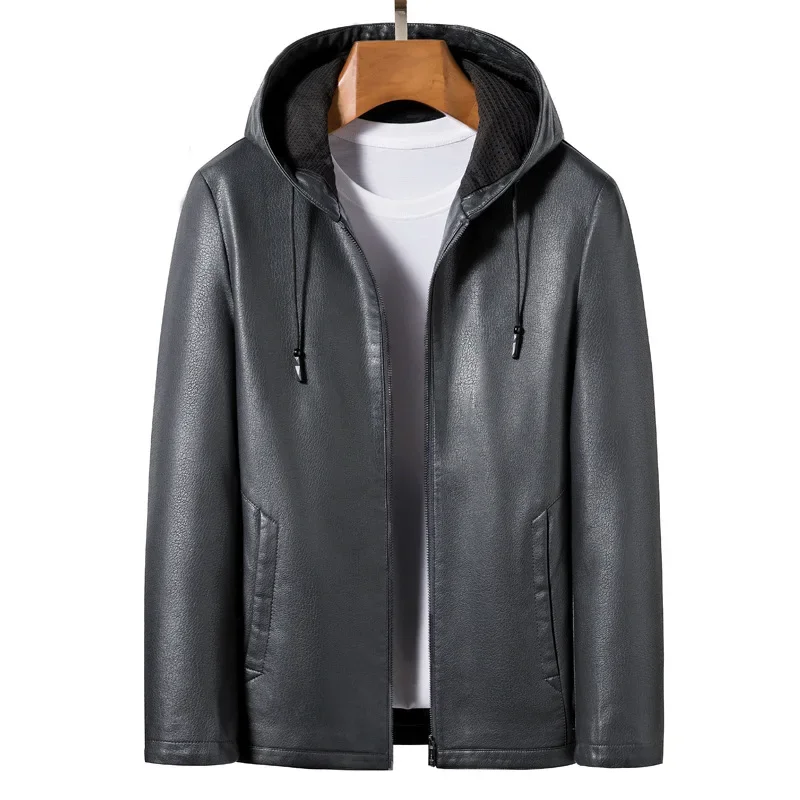 

Fashionable Hooded Genuine Leather Jacket Men's Autumn and Winter Leather Jacket