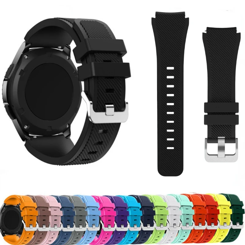 

22mm Silicone Band for Samsung Watch 3/Gear S3 Frontier/Huawei Watch 4/3/3 Pro/GT3 Sport Wristband for Amazfit GTR/Stratos Strap