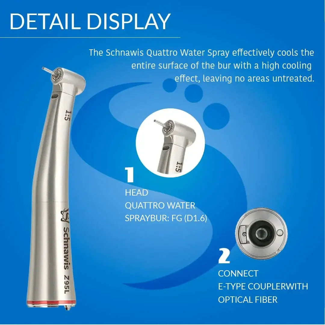 Dentistry Against Contra Angle Handpiece Z95L Mini Head Dental 1:5 Increasing Speed Handpiece Electric Hand Piece Optic Fiber