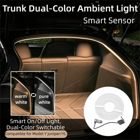 Dual Color Switchable Car Trunk LED Light IP67 Waterproof Silicone Strip Car Interior LED Lamp for Tesla Model Y YL Juniper