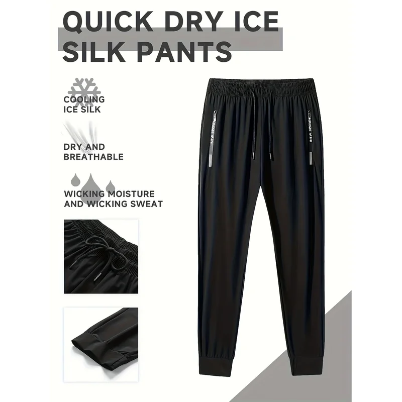 Men's High Elastic Breathable Jogging Pants With Zipper Pockets Sweatpants Man Trousers Fishing Sports Football Joggers Gift Gym