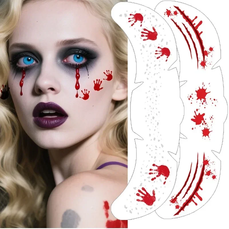 

3Pcs Halloween and Christmas Hot Stamping Freckles Face Tattoo Sticker Makeup Demon Scar Vine Temporary Stickers DIY Face Makeup