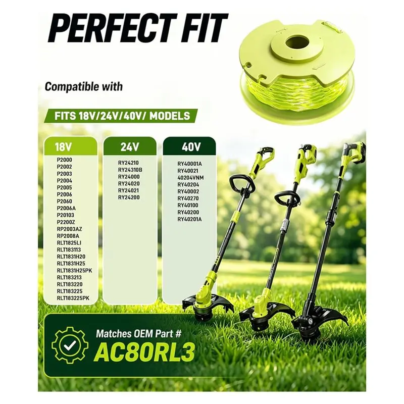 [HOT!A34R】 Weed Wacker String Replacement For Ryobi One Plus+ AC80RL3, String Trimmer Refill Compatible