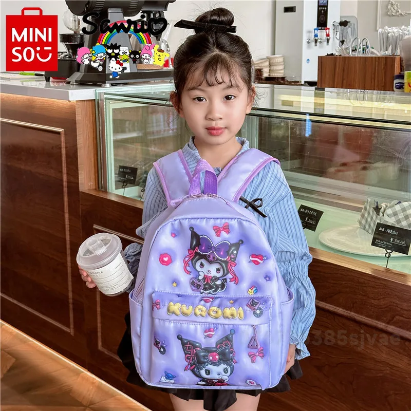 MINISO 2024 New Women's Backpack Fashionable High Quality Multi Functional Children's Backpack Cartoon Leisure Student Backpack