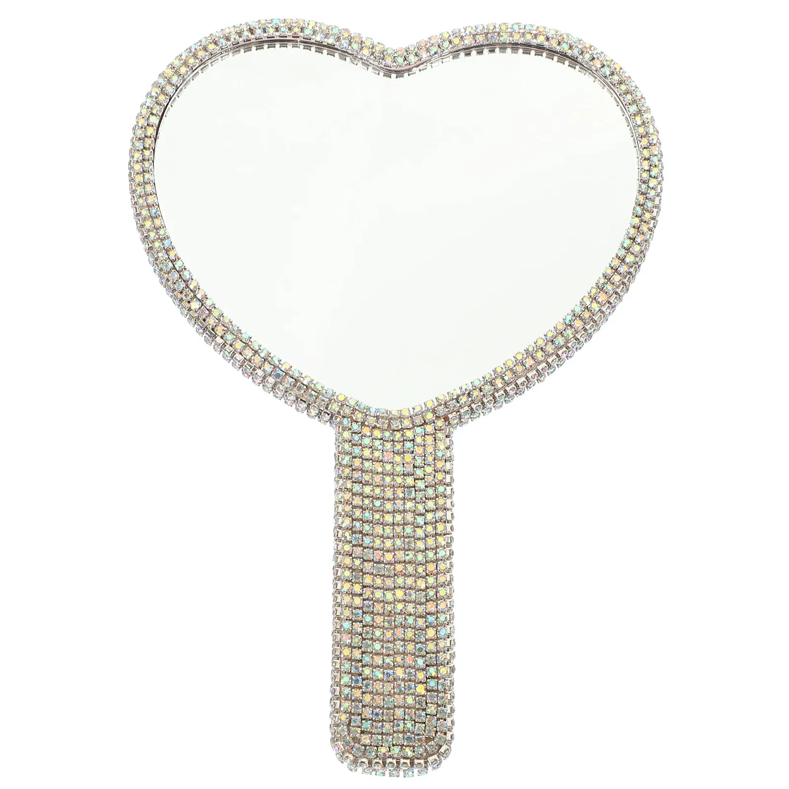 

Elegant Rhinestone Decorative Makeup Mirror Clear Reflection Handheld Mirror for Women Travel Personal Care