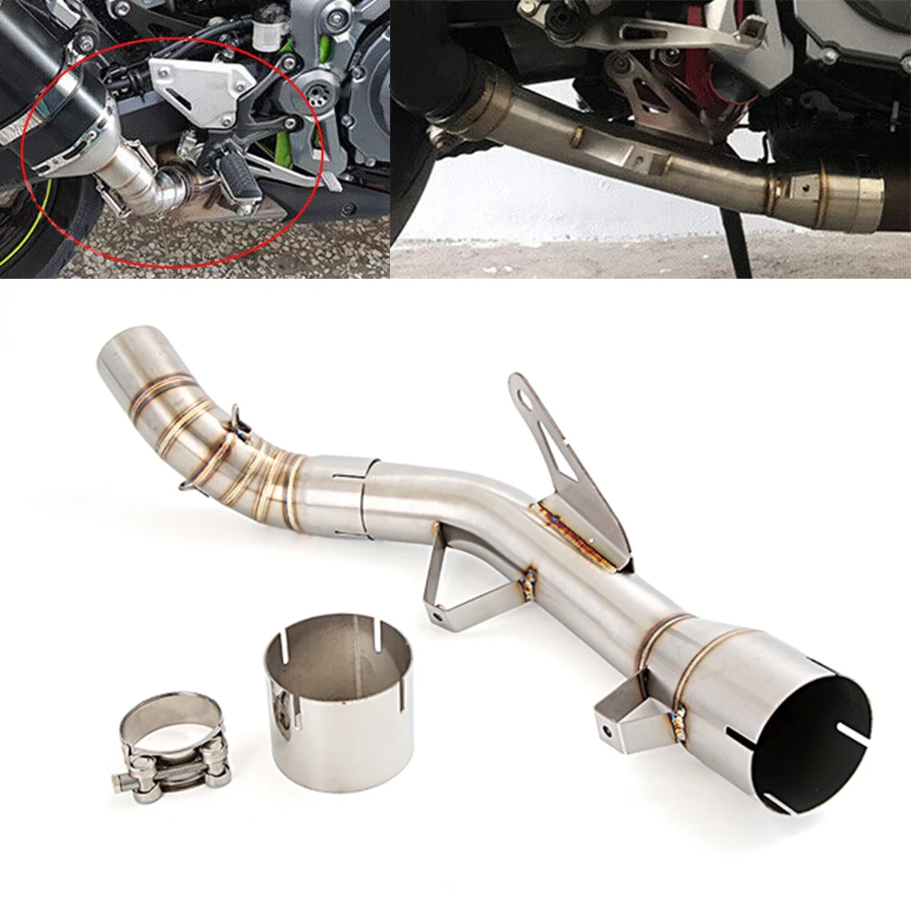 For Kawasaki Z900 2017-2019 Motorcycle Exhaust Mid Link Pipe Muffler Escape Stainless Steel Connect Tube 