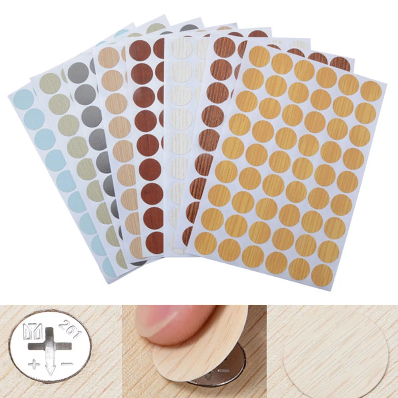 54Pcs/Sheet 21mm/Piece PVC Self Adhesive Decorative Films Furniture Screw Cover Nail Caps Stickers Wood Craft Repair Sticker