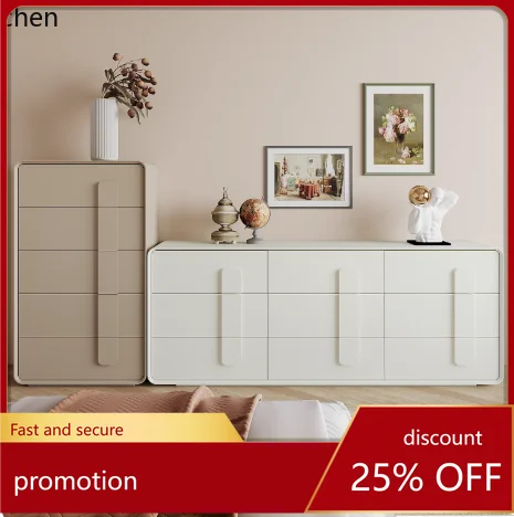 

HXL Solid Wood Cream Style Chest of Drawers Bedside Storage Cabinet Sideboard Storage Cabinet