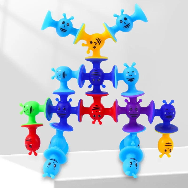 38pcs/Set Bees Suction Cup Toys Window Bath Toys With Eggshell Storage Travel Parent-child Interactive Game,Gift for Kids