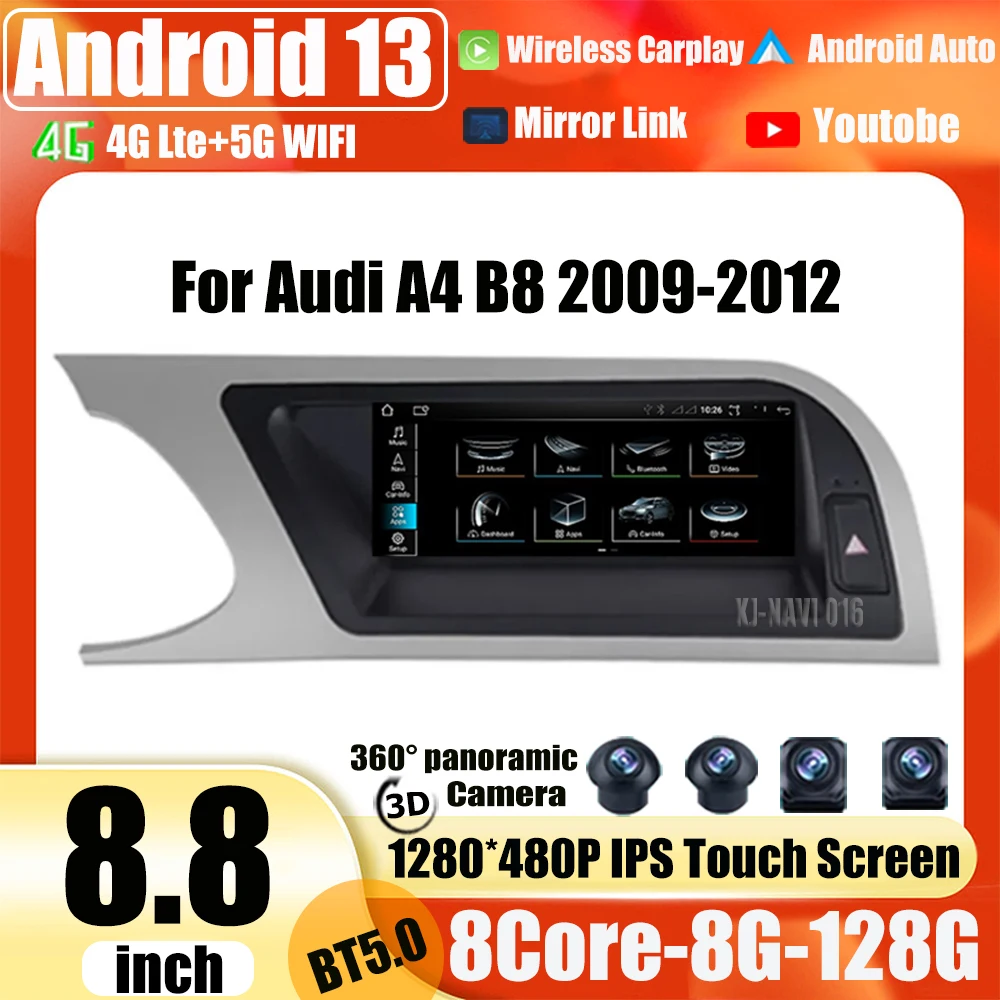 

Android 13 для Audi A4 B8 2009-2012 головное устройство Carplay стерео Автомагнитола мультимедийный плеер Bluetooth GPS навигация IPS экран