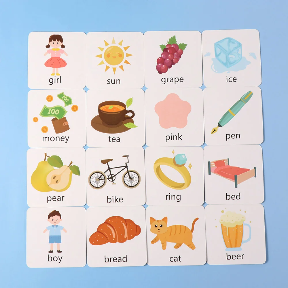 Flash Cards Alphabet Spelling Game Baby Learning Cards Word Spelling Game English Words Card Matching Game Building Blocks