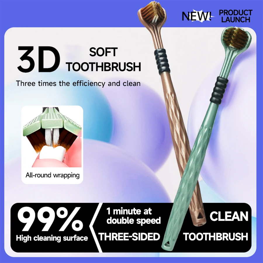 

3D Manual Toothbrush Three sided U-shaped Soft Toothbrush for Comprehensive Oral Cleaning for Adults（Color random）