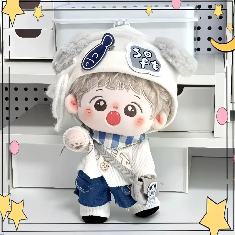Suitable for 20cm Cotton Doll Clothes Cute Cartoon Style Normal Standing Posture Light Blue Fashionable and Trendy Dolls Clothes