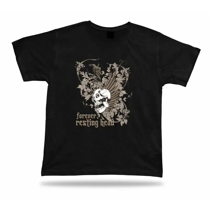 Tshirt Tee Shirt Birthday Gift Idea Forever Resting Skull Raven Death Floral Fly
