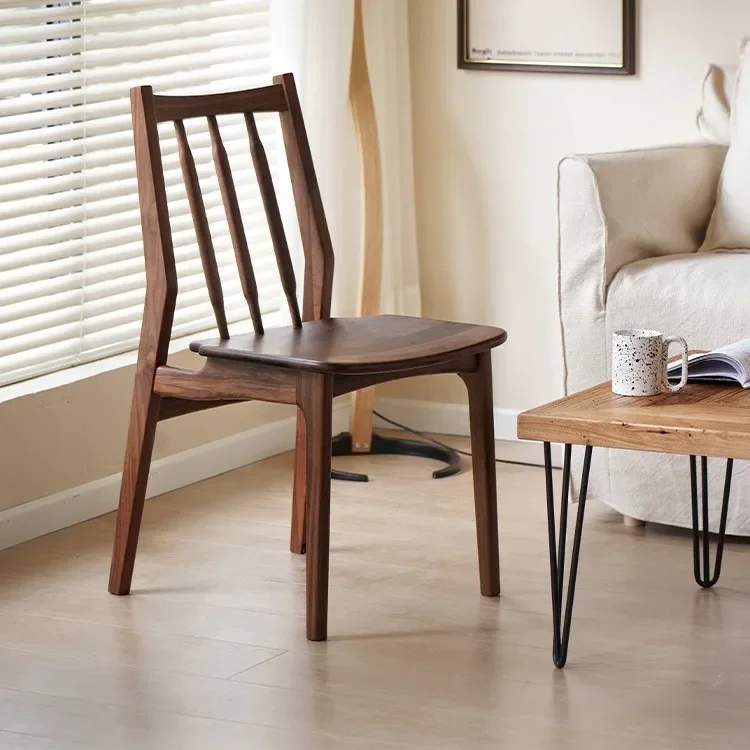 black walnut dining chair living room home simple modern solid wood backrest leisure chair study new Chinese tea chair