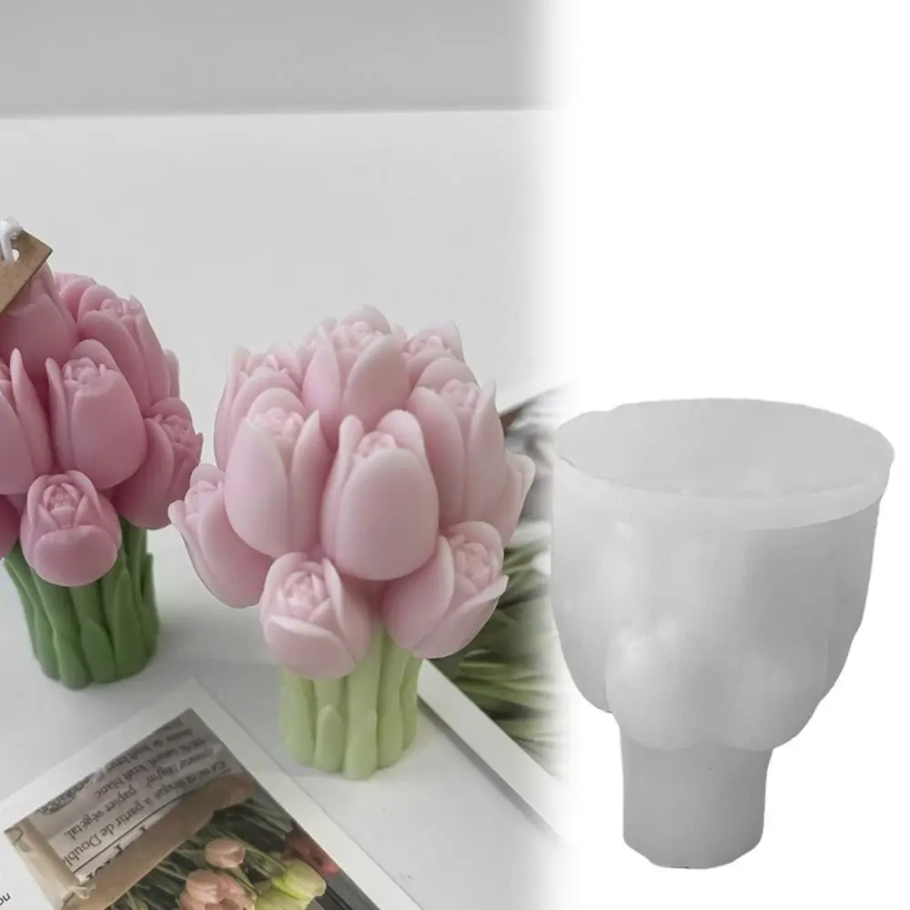 

New 3D Tulip Candle Molds Easily Demold Plaster Mold Flower Soap Mold Soft Silicone Flexible Resin Crafts Mold DIY Wedding Decor