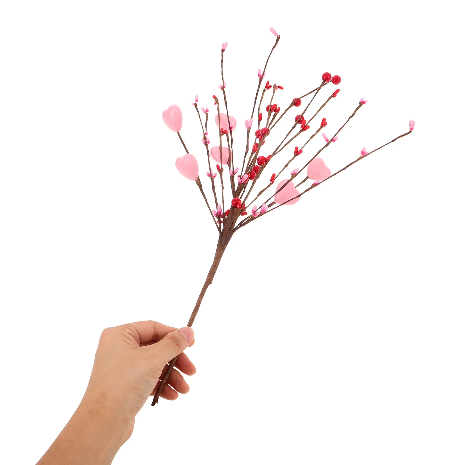 

5Pcs Valentine Day Heart Shaped Berry Picks Artificial Stems Romantic Floral Decor for Home Party Vase Valentine Picks