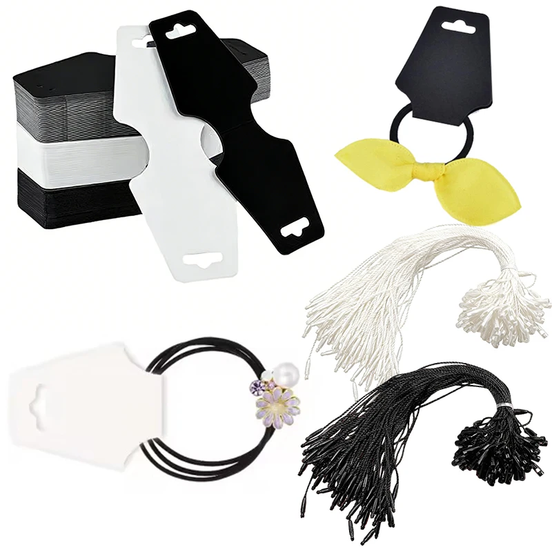 100 Set Durable Hang Tags with Rope Black White Colors Available Gift Wrapping Jewelry Store Product Labeling Price Tag Prop ZYF