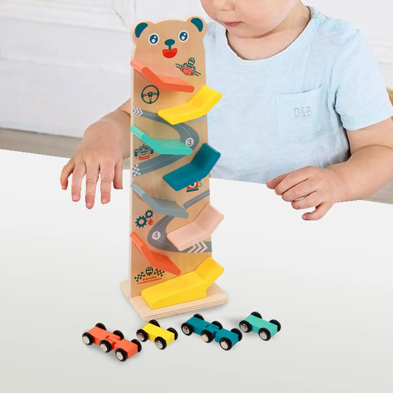 

Car Ramp Toys Creative Gift Party Supplies Wooden Car Track Ramp Toy Wooden Car Toy for Ages 1 2 3 Years Old Kindergarten