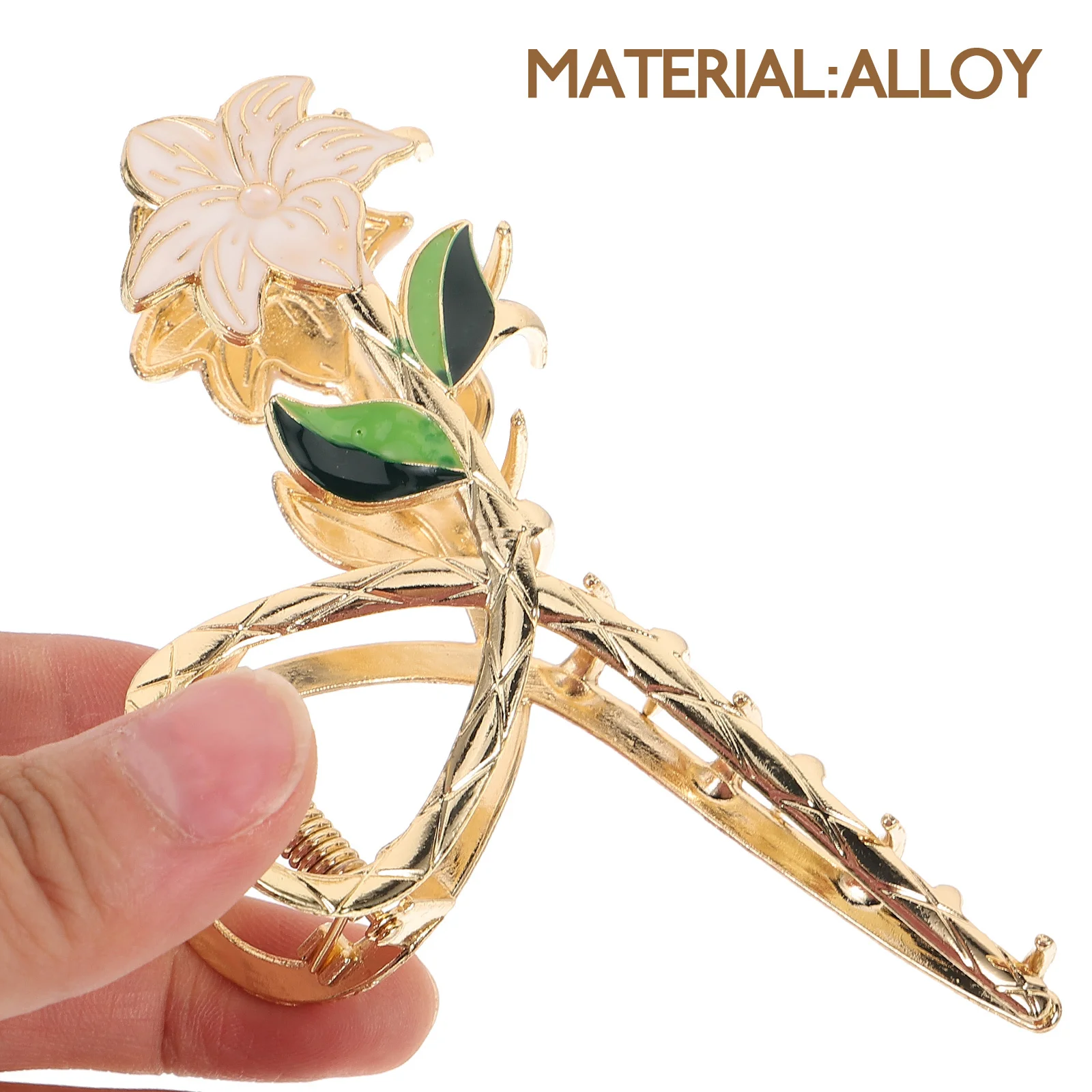 

3pcs Flower Clips Metal Claw Clip Vintage Pearl Leaf Design Strong Hold Claw Barrette For Thick Long Hair Non-Slip Hair