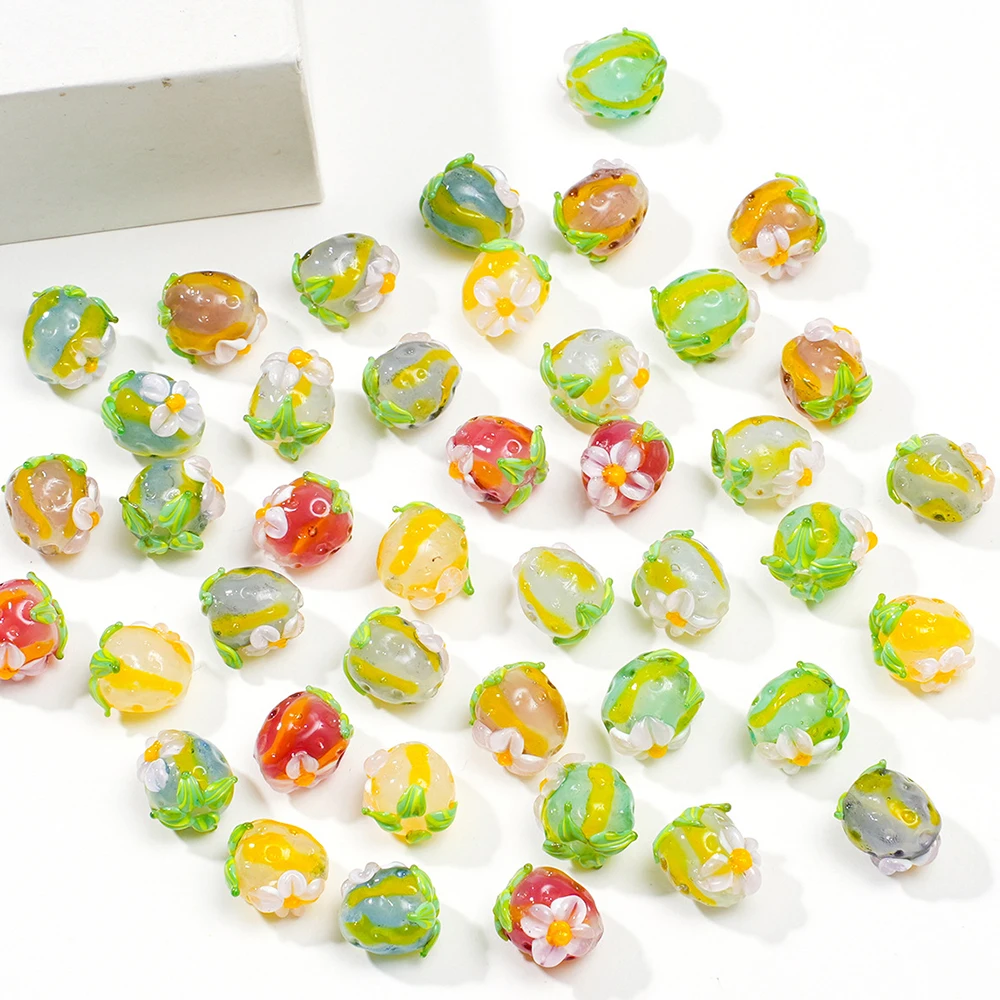 3PCS 15x13mm Glass Flower Strawberry Beads DIY Handmade Jewelry Accessories Bracelet Necklace Loose Stringing Material