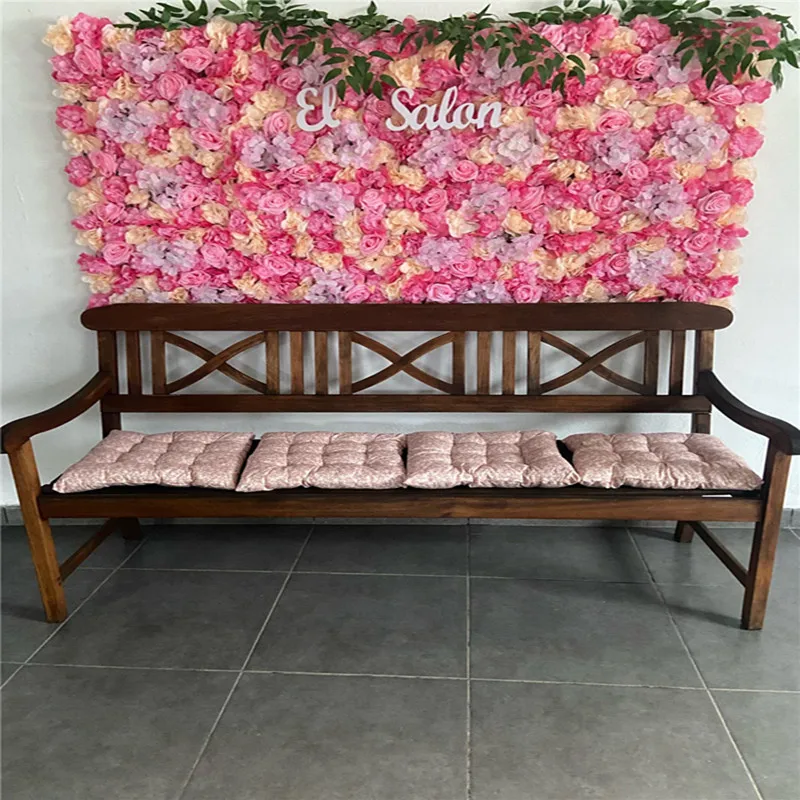 Panel de pared Floral rosa, Fondo de flor de pared Artificial, Panel de rosa de hortensia de seda 3D para decoración de fondo de boda, fiesta en casa