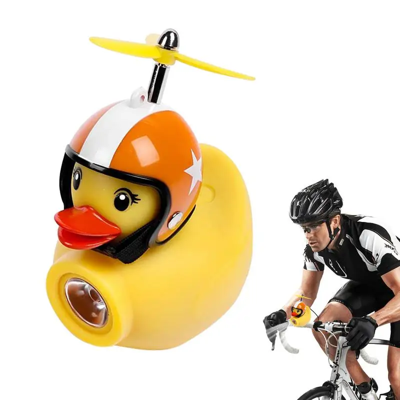 Bicycle Bell Small Yellow Duck With Helmet Horn Children Adult Bicycle Light Rubber Duck Toy For Cycling Bicycle Accessories