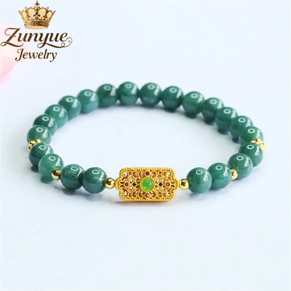 

Natural Blue Water Jadeite Gemstone Bracelet Luxury Quality Jewelry Fashion Jewelry Handicraft Exquisite Elegant Charms Popular