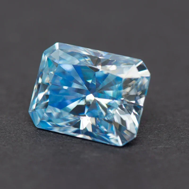 Piedra moissanita de corte radiante, Color azul hielo VVS1 con certificado GRA para dijes de piedras preciosas, cuentas para fabricación de joyas