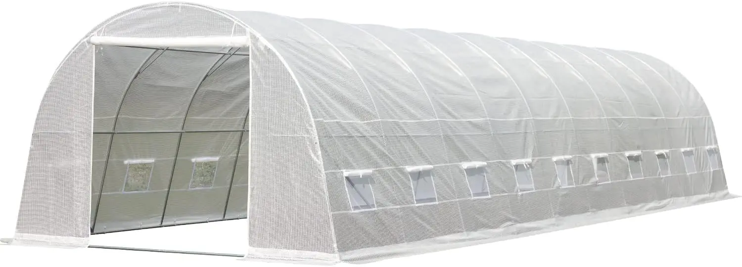 MELLCOM 40'×12'×7.5' Greenhouse, Large Walk-in Greenhouse, Portable Greenhouse with 2 Roll-up Zippered Doors&20 Screen Windows