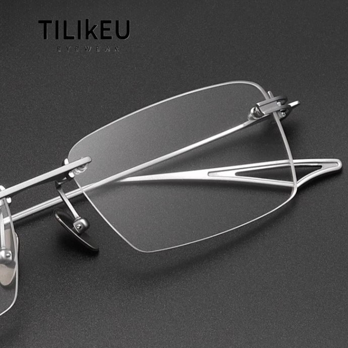 

Japanese Luxury Pure Titanium Retro Square Rimless Glasses Frame Men Classic Frameless Optical Prescription Eyeglasses Frame