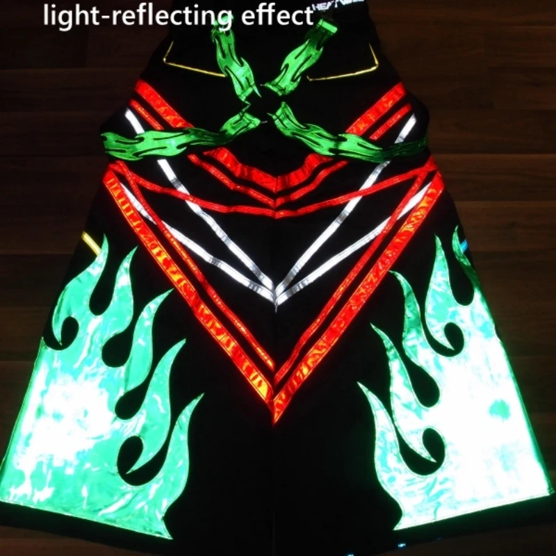 Melbourne Shuffle Phat Pants Ghost Dance Fashion Flame Pattern Reflective Pants Luminous Shuffle Dancing Trousers 2024 New