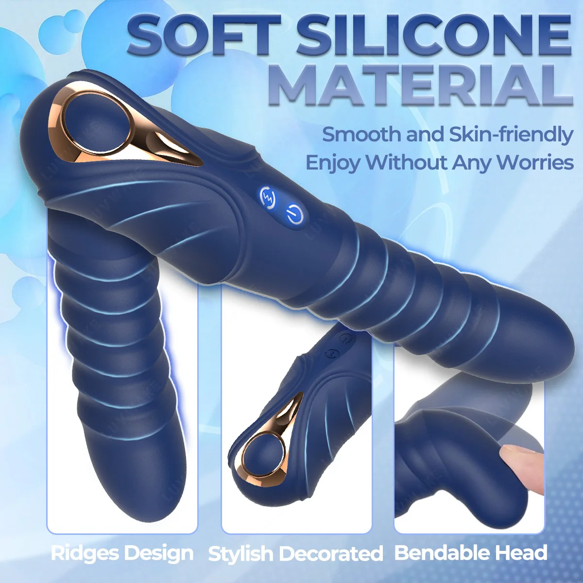 Thrusting Vibrator G Spot Vibrator Anal Dildo with 10 Vibrating 3 Thrusting Liquid Silicone Vaginal Massage Clitoris Stimulator - Image 4