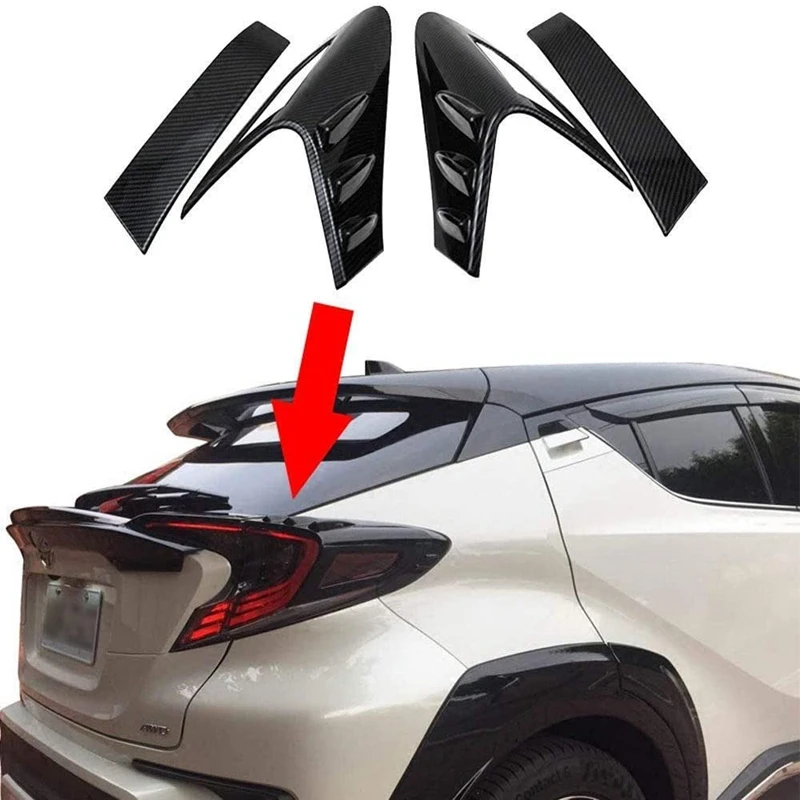 4Pcs Carbon Fiber Style Rear Back Lamp Tail Light Cover Trim For Fit Toyota CHR C-HR 2016-2018