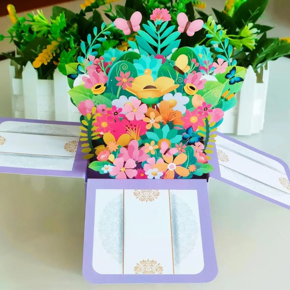 باقة الملوثات العضوية الثابتة ثلاثية الأبعاد شكرا لك بطاقات لعيد الأم ، ديكور حفلة الموضة ، والزهور الورقية ، والأزياء صديقة #5