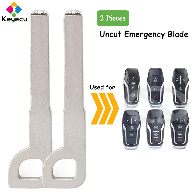 

KEYECU 2 Pieces Smart Remote Uncut Insert Emergency Key Blade for Ford Fusion Explorer Edge Mustang Mondeo S-Max Galaxy F-150