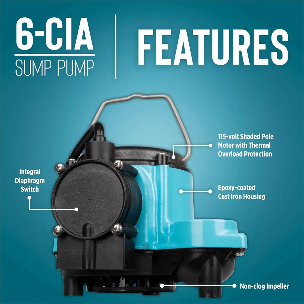 6-CIA-ML 115 Volt, 1/3 HP, 2760 GPH Cast Iron Replacement Compact Submersible Pump for Under Sink
