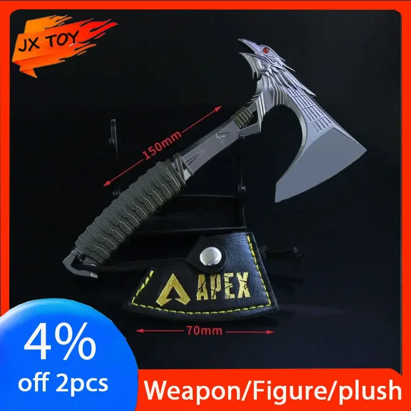 JX TOY 15cm Apex Bloodhound Heirloom Weapon Raven Bite with Holster Alloy Model Collectible Game Ornaments Steel Axe Katana Boys